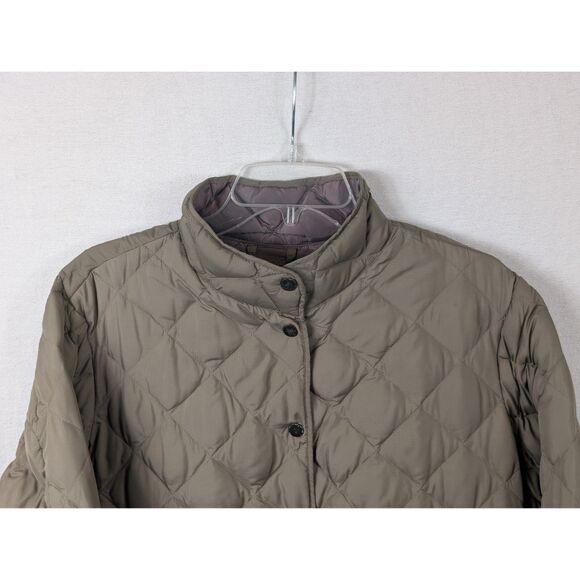Eddie Bauer Quilted Goose Down Jacket Snap Button Brown Women's Size XL - Picture 2 of 16